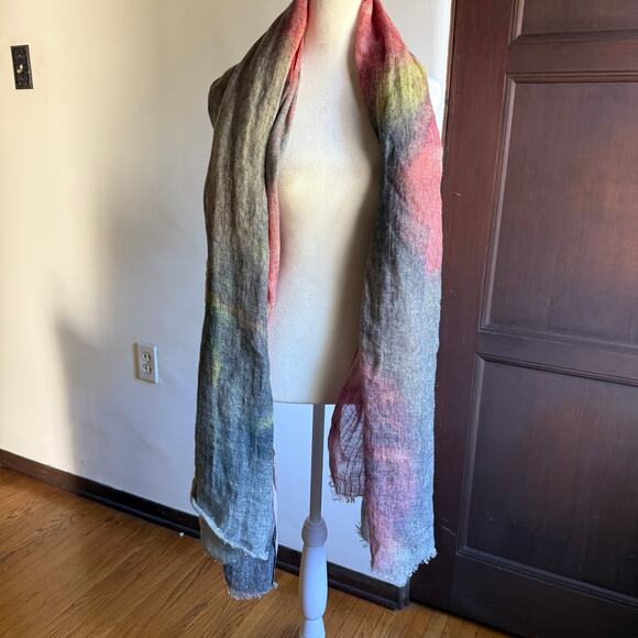 MARTYN THOMPSON | OOAK Linen Hand Dyed Scarf Shawl Wrap - Picture 7 of 9